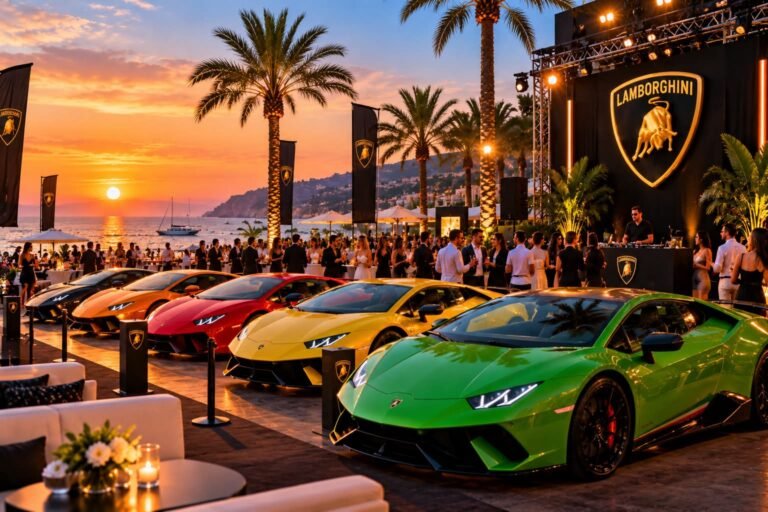 Lamborghini club event at sunset in Cyprus
