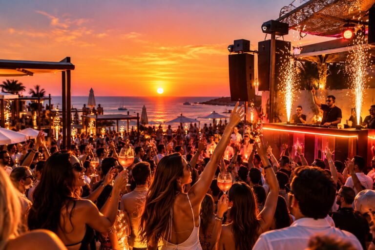 Sunset beach party in Cyprus
